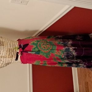 Belina Pink, Purple & Green Tie Dye Wrap Boho Skirt